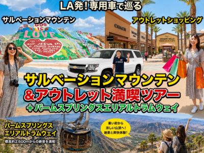 「【LA発・完全プライベート】砂漠のカラフルアート『サルベーションマウンテン』＆西海岸最大級アウトレット満喫ツアー